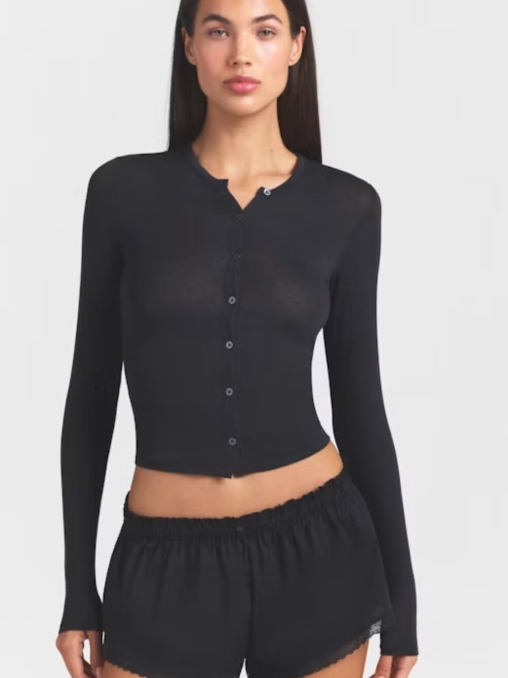 Skims Sheer Modal Cardigan in Onyx